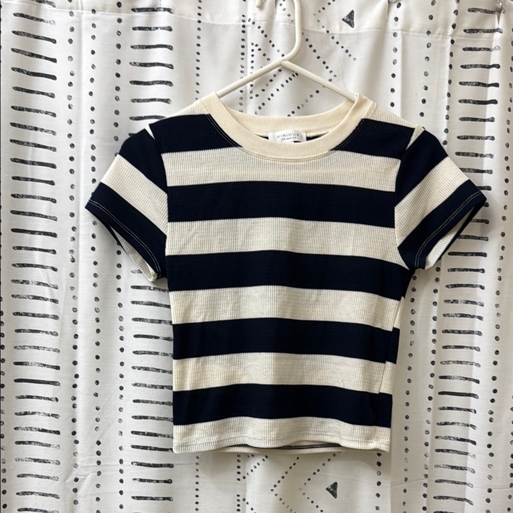 Striped Black and Cream Crop Top